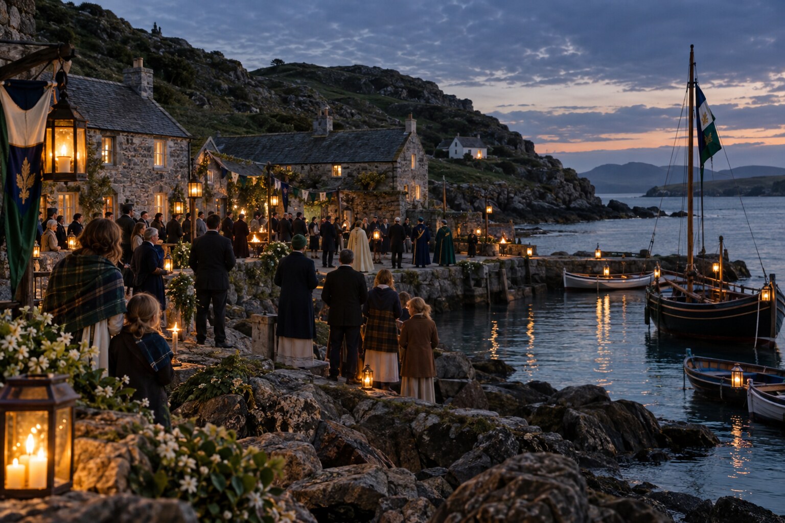 The people of Tiravell marking Landing Day with lanterns at Covenant Cove